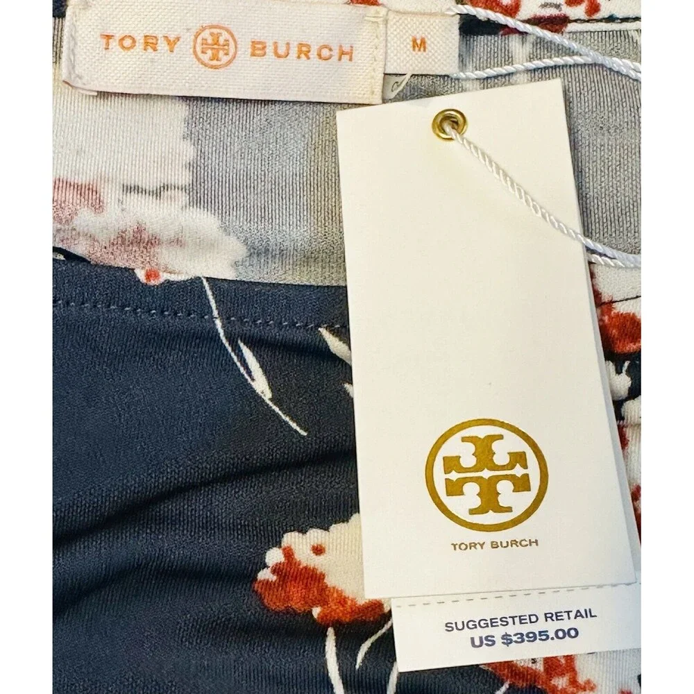 NWT Tory Burch Size Medium Floral Zandi Dress Petrol Grey Field Feminine Prairie